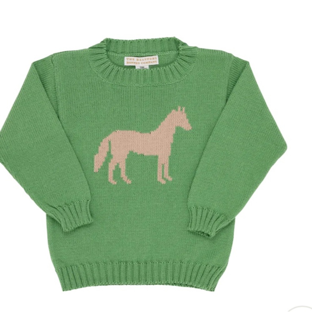 Green Sweater with Horse Design